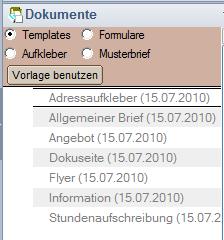 Dokumentauswahl in der Notes-Seitenleiste Dokumentauswahl in der Notes-Seitenleiste