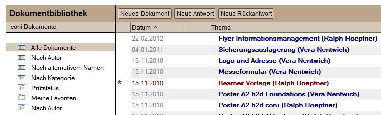 Ansicht in der Dokumentbibliothek Ansicht in der Dokumentbibliothek