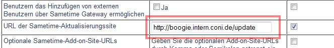 Update-Verzeichnis in den Sametime-Richtlinien